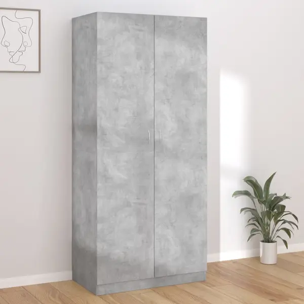 Gossi Șifonier, gri beton, 90x52x200 cm, lemn prelucrat