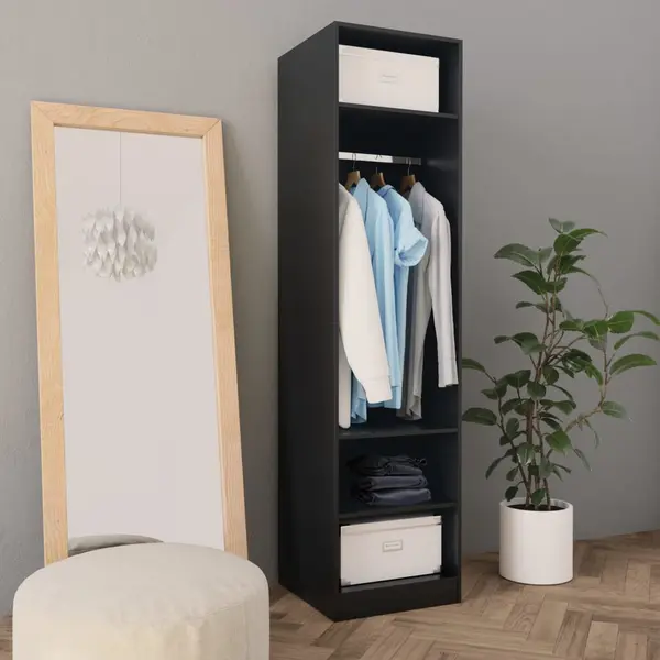 Gossi sifonier, negru, 50x50x200 cm, lemn prelucrat