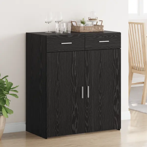 Gossi sifonier stejar negru 80x42.5x93.5 cm lemn ingineresc