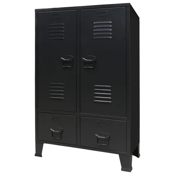Gossi sifonier, stil industrial, 67 x 35 x 107 cm, negru, metal