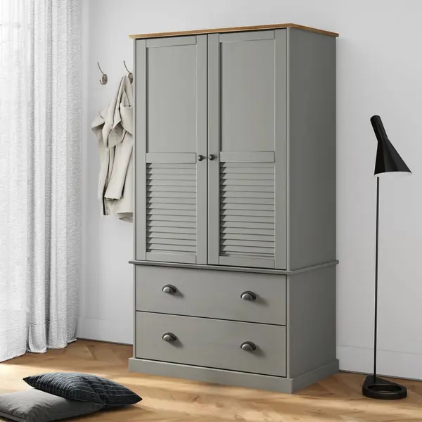 Gossi sifonier vigo, gri, 90x55x176 cm, lemn masiv de pin