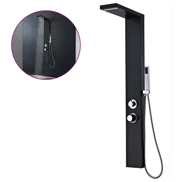 Gossi sistem panel de dus din aluminiu, negru mat