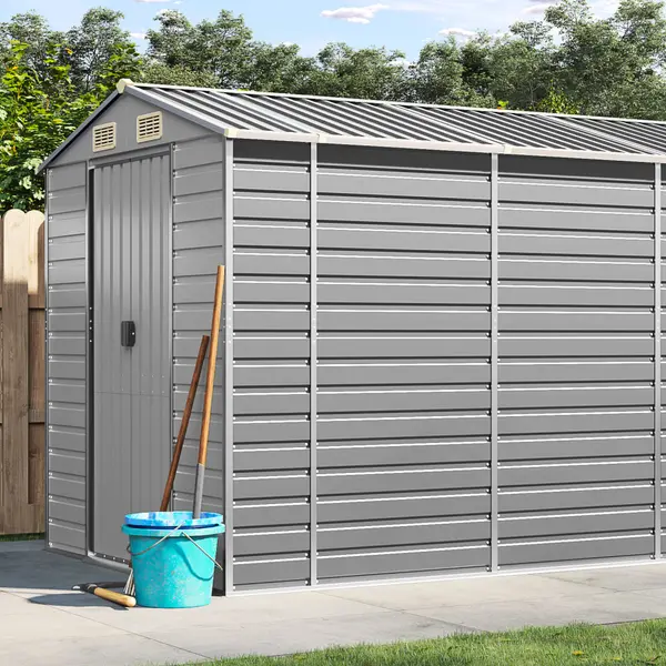 Gossi sopron de gradina, gri deschis, 191x470x198 cm, otel galvanizat