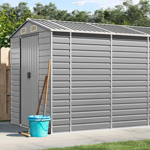 Gossi sopron de gradina, gri deschis, 191x555x198 cm otel galvanizat
