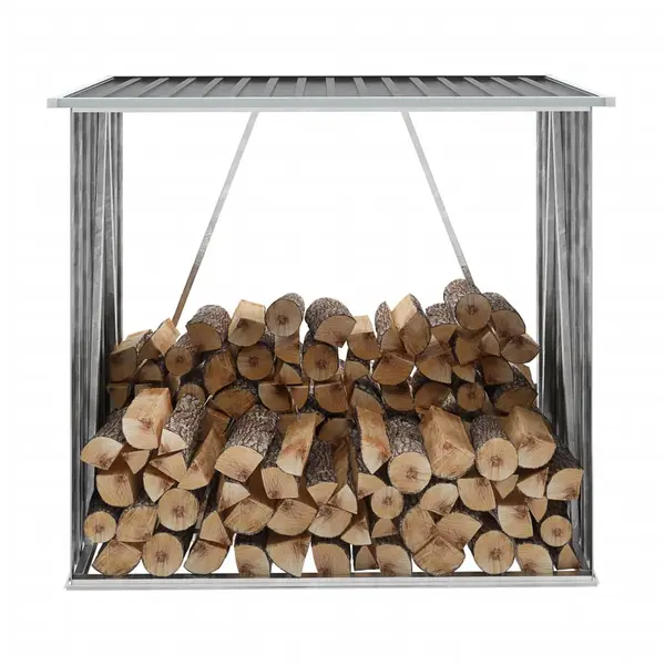 Gossi Șopron de lemne de gradina, gri, 163x83x154 cm, otel galvanizat