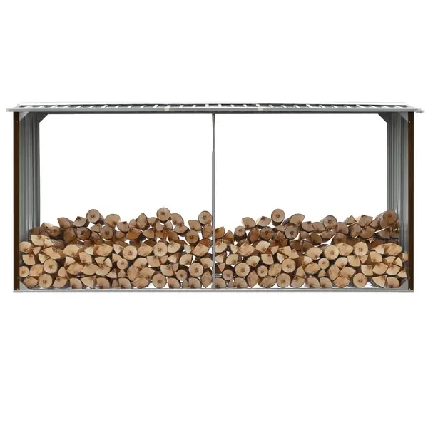 Gossi Șopron depozitare lemne, maro, 330x92x153 cm, otel galvanizat