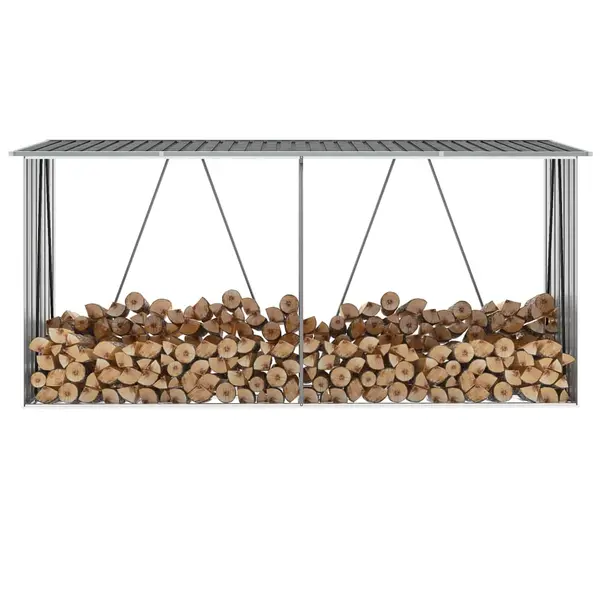 Gossi Șopron depozitare lemne, otel galvanizat, 330x84x152 cm, gri