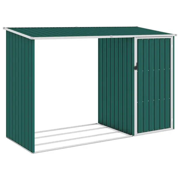 Gossi Șopron gradina lemne de foc, verde, 245x98x159 cm otel zincat
