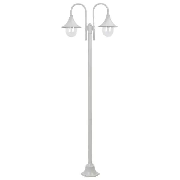 Gossi stalp cu lumini de gradina e27 220 cm, aluminiu 2 lampi, alb