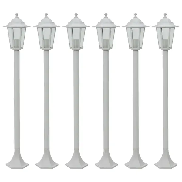 Gossi stalp iluminare gradina, 6 buc., alb, 110 cm, aluminiu, e27