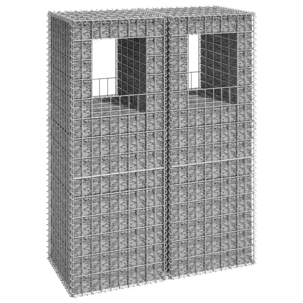 Gossi stalpi cos gabion, 2 buc., 50x50x140 cm, fier