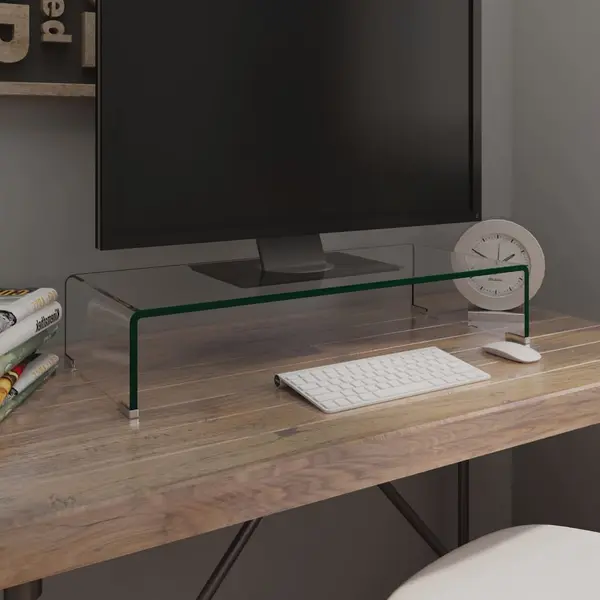 Gossi stand tv/suport monitor, sticla transparenta 70x30x13 cm