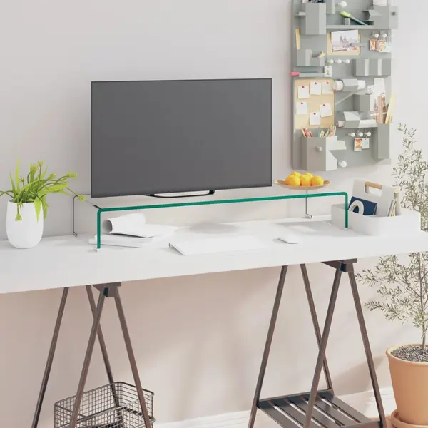 Gossi stand tv/suport monitor sticla transparenta 90x30x13 cm