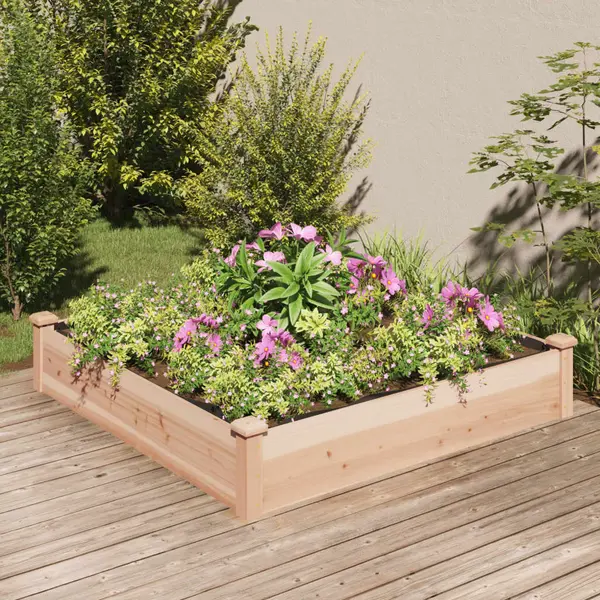 Gossi strat de gradina inaltat cu captuseala, 120x120x25 cm lemn brad