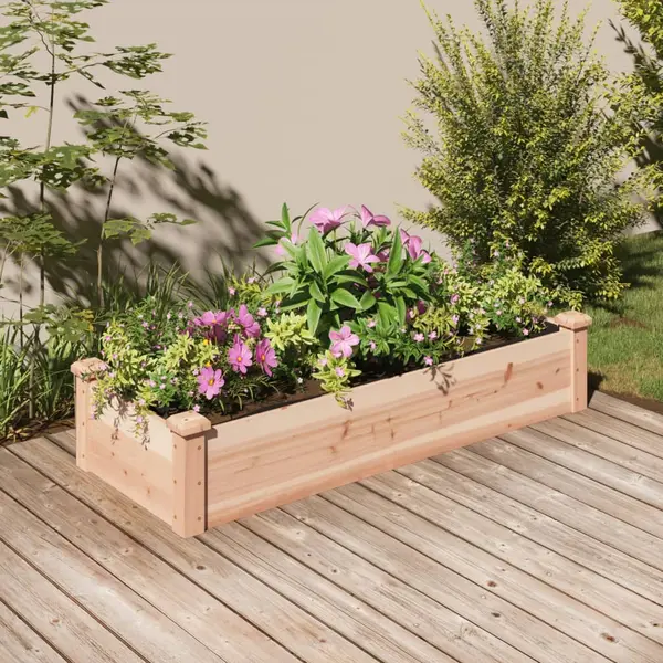 Gossi strat de gradina inaltat cu captuseala, 120x45x25 cm, lemn brad
