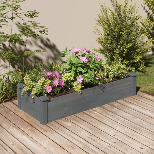 Gossi strat gradina inaltat cu captuseala gri 120x45x25 cm lemn brad