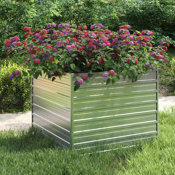 Gossi strat inaltat de gradina argintiu 100x100x77cm otel galvanizat