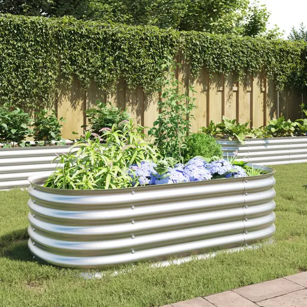 Gossi strat inaltat de gradina argintiu 160x80x44 cm otel galvanizat