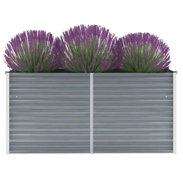 Gossi strat inaltat de gradina, gri, 160x40x77 cm, otel galvanizat