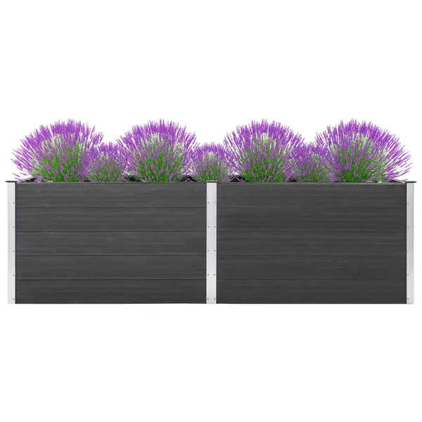 Gossi strat inaltat de gradina, gri, 200x50x91 cm, wpc