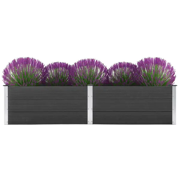 Gossi strat inaltat de gradina, gri, 250 x 100 x 54 cm, wpc