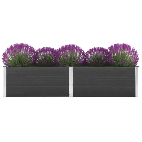 Gossi strat inaltat de gradina, gri, 250 x 50 x 54 cm, wpc