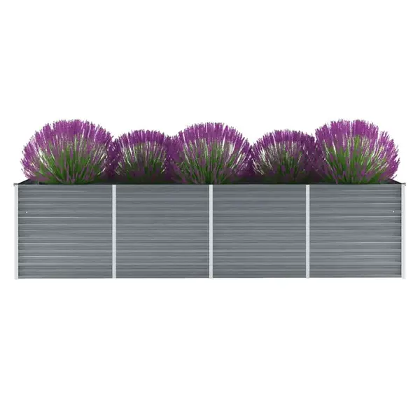 Gossi strat inaltat de gradina, gri, 320x80x77 cm, otel galvanizat
