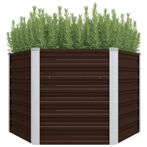 Gossi strat inaltat de gradina, maro, 129x129x77 cm, otel galvanizat