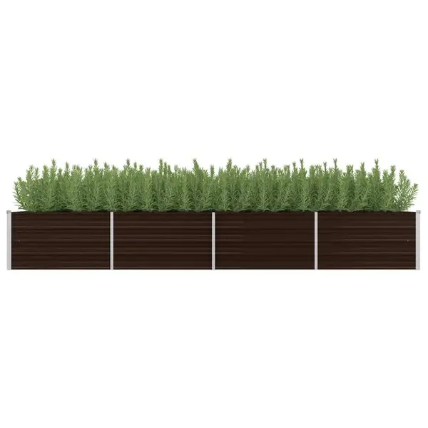 Gossi strat inaltat de gradina, maro, 320x80x45 cm, otel galvanizat