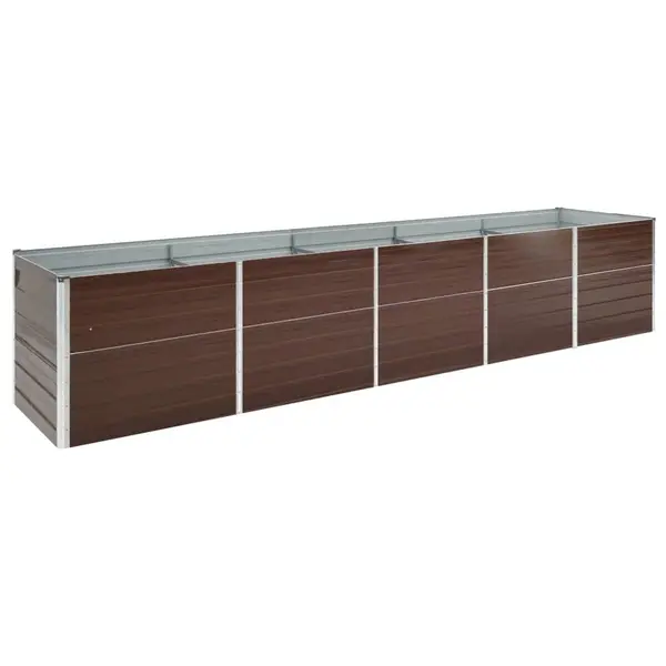 Gossi strat inaltat de gradina, maro, 400x80x45 cm, otel galvanizat