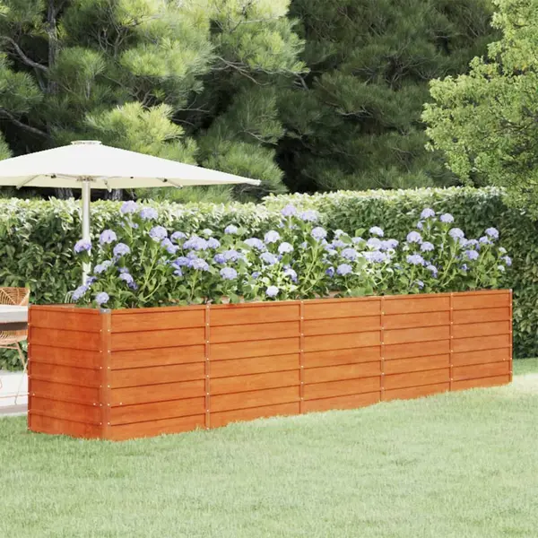 Gossi strat inaltat de gradina, ruginiu, 400x80x77 cm, otel corten