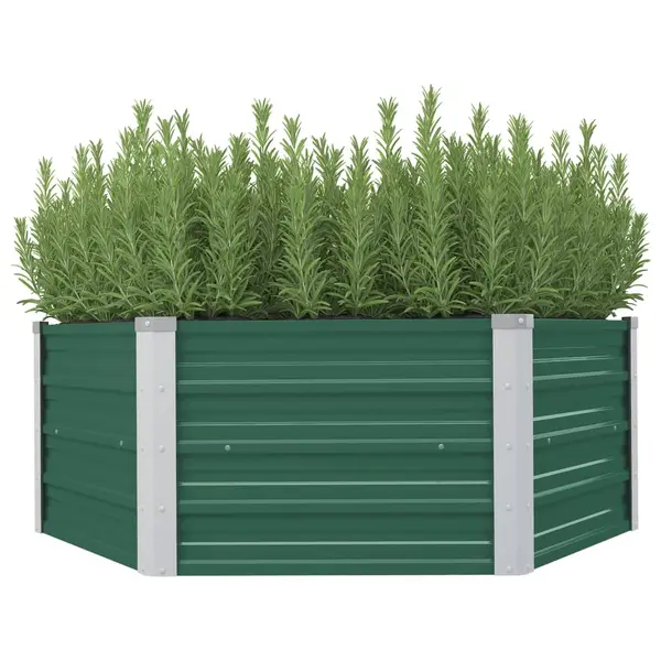 Gossi strat inaltat de gradina, verde, 129x129x46 cm, otel galvanizat