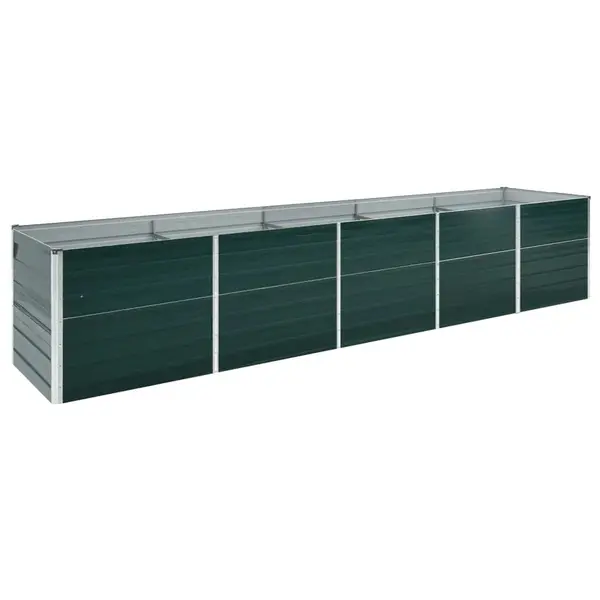Gossi strat inaltat de gradina, verde, 400x80x45 cm, otel galvanizat