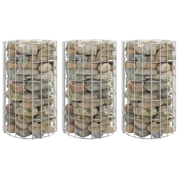 Gossi strat inaltat gabion 3 buc. Ø30x50 cm otel galvanizat circular
