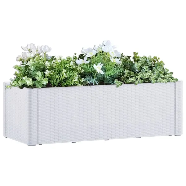Gossi strat inaltat gradina cu sistem auto-udare, alb, 100x43x33 cm