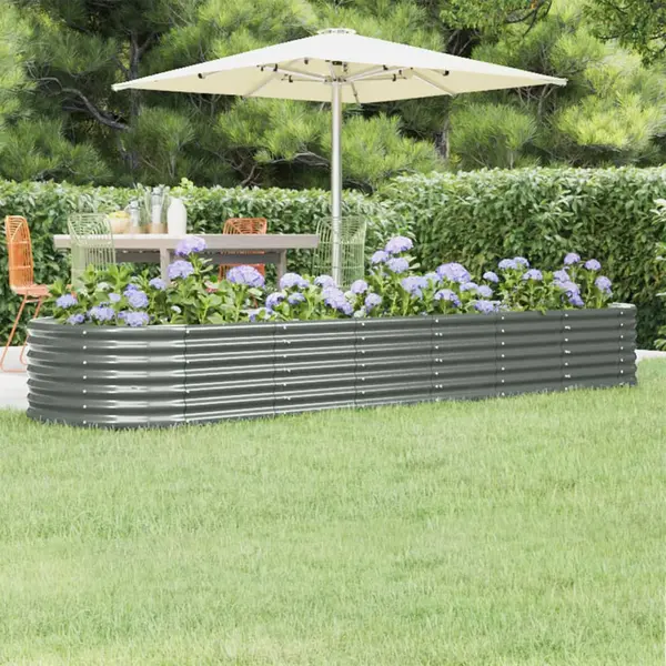Gossi strat inaltat gradina gri 296x80x36cm otel vopsit electrostatic