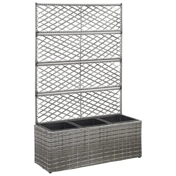 Gossi strat inaltat spalier cu 3 ghivece gri 83x30x130 cm poliratan