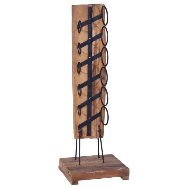Gossi suport 6 sticle de vin, 35x35x100 cm, lemn masiv de tec