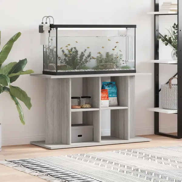 Gossi suport acvariu, gri sonoma, 100x40x60 cm, lemn prelucrat