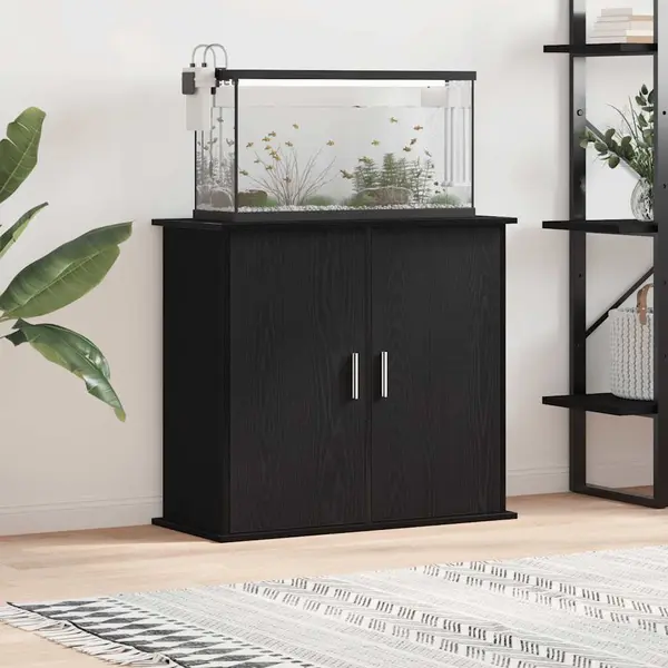 Gossi suport acvariu stejar negru 81x36x73 cm lemn prelucrat