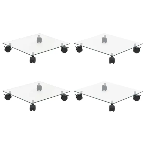 Gossi suport cu role de plante 4 buc 35x35cm sticla securizata patrat