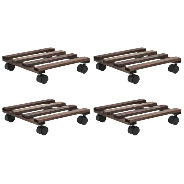 Gossi suport cu role pentru plante, 4 buc., 25x25 cm, lemn de cedru