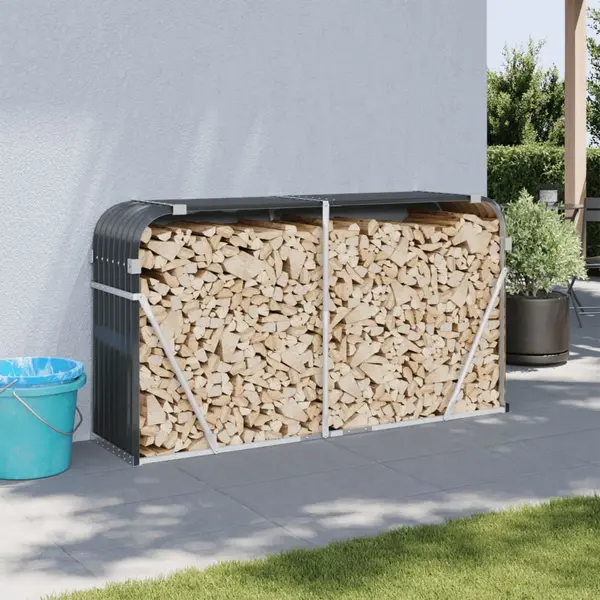 Gossi suport de busteni, antracit, 180x45x100 cm, otel galvanizat