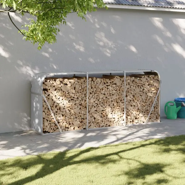 Gossi suport de busteni, gri deschis, 234x45x100 cm, otel galvanizat