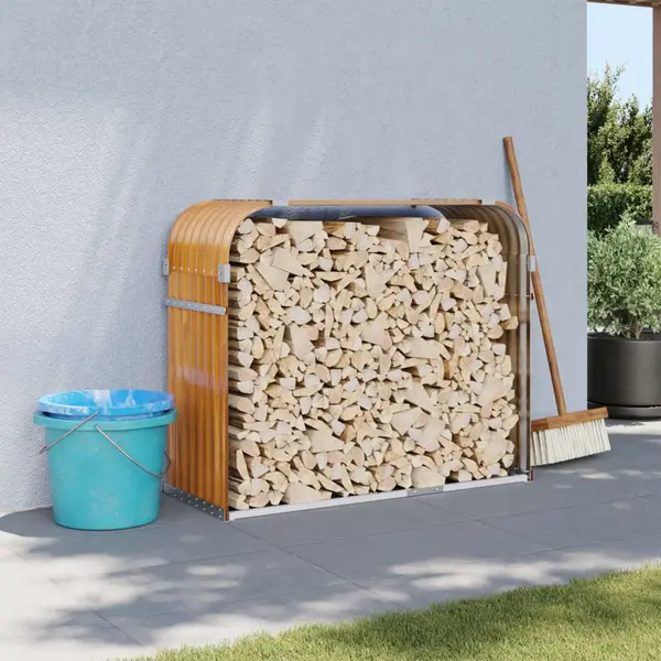 Gossi suport de busteni, maro deschis, 120x45x100 cm, otel galvanizat