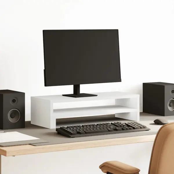 Gossi suport de monitor, alb, 54x22x15 cm, lemn prelucrat