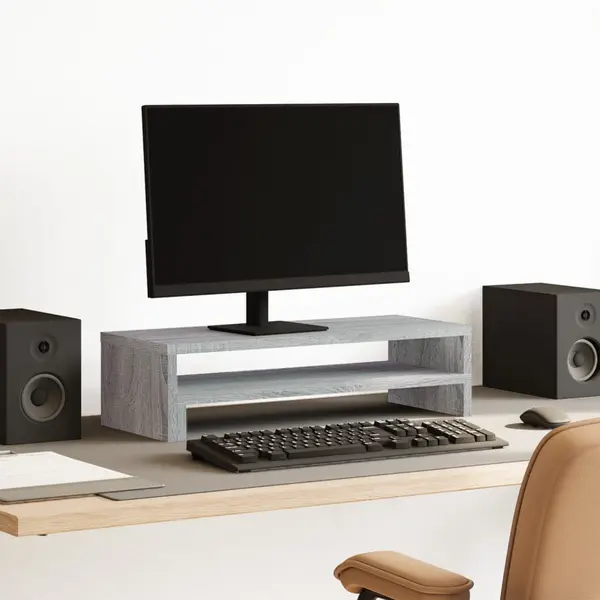 Gossi suport de monitor, gri sonoma, 54x22x15 cm, lemn prelucrat