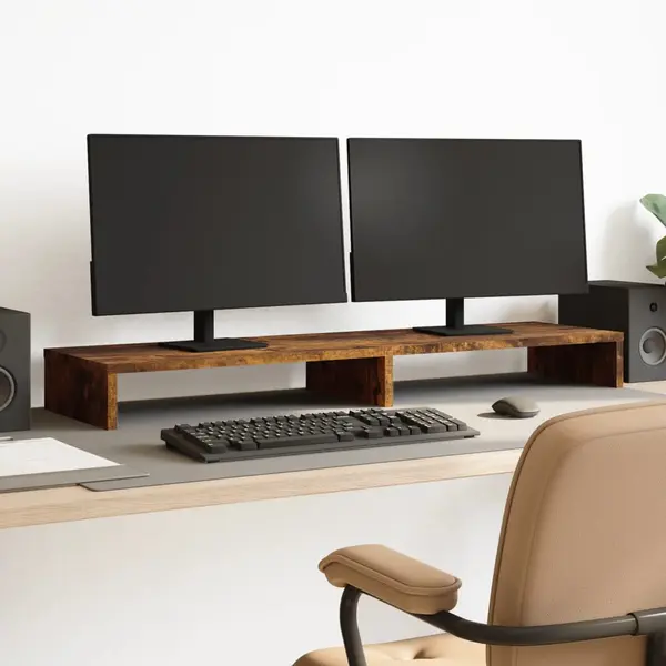 Gossi suport de monitor, stejar fumuriu, 100x27x10 cm, lemn prelucrat