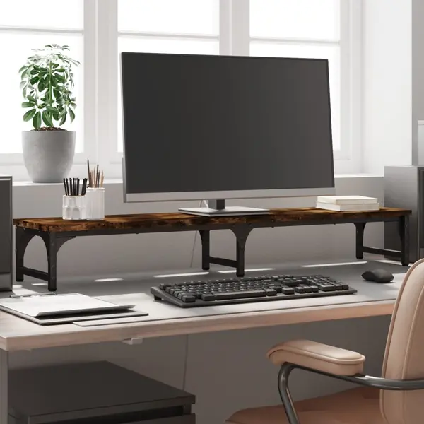 Gossi suport de monitor, stejar fumuriu, 105x23x15,5 cm lemn compozit