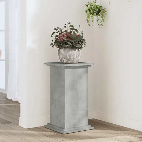 Gossi suport de plante, gri beton, 33x33x60 cm, lemn prelucrat